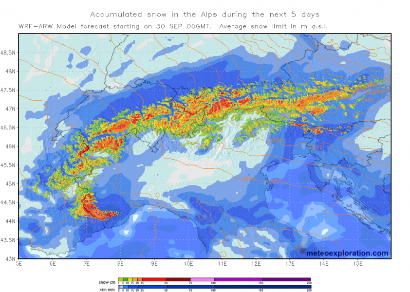 previsioni neve alpi