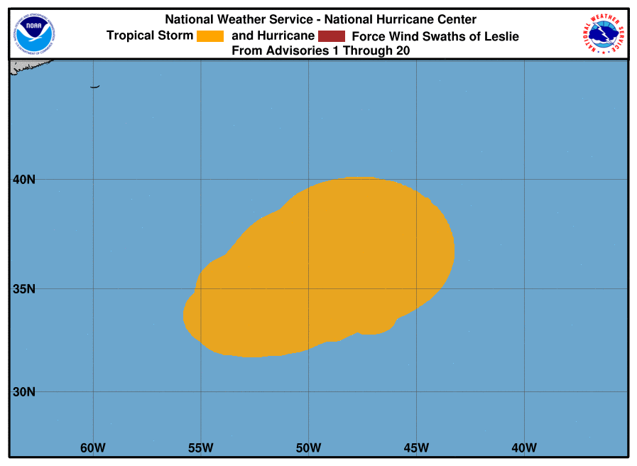 tempesta tropicale leslie storia venti