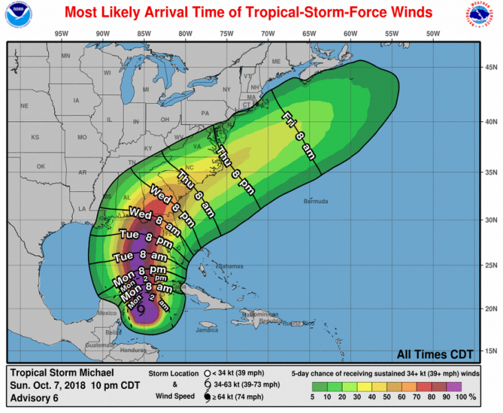 tempesta tropicale michael usa tempi arrivo