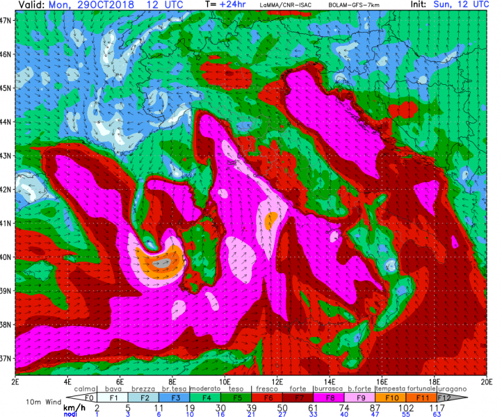 tempesta vento sardegna 29 ottobre