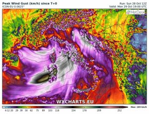 tempesta vento sardegna 29 ottobre venti massimi