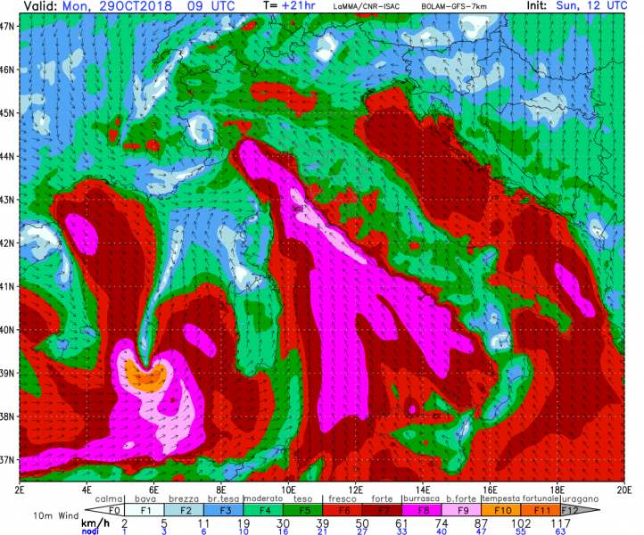 tempesta vento sardegna 29 ottobre