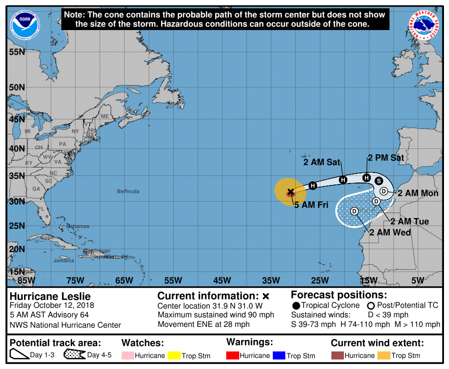 uragano leslie