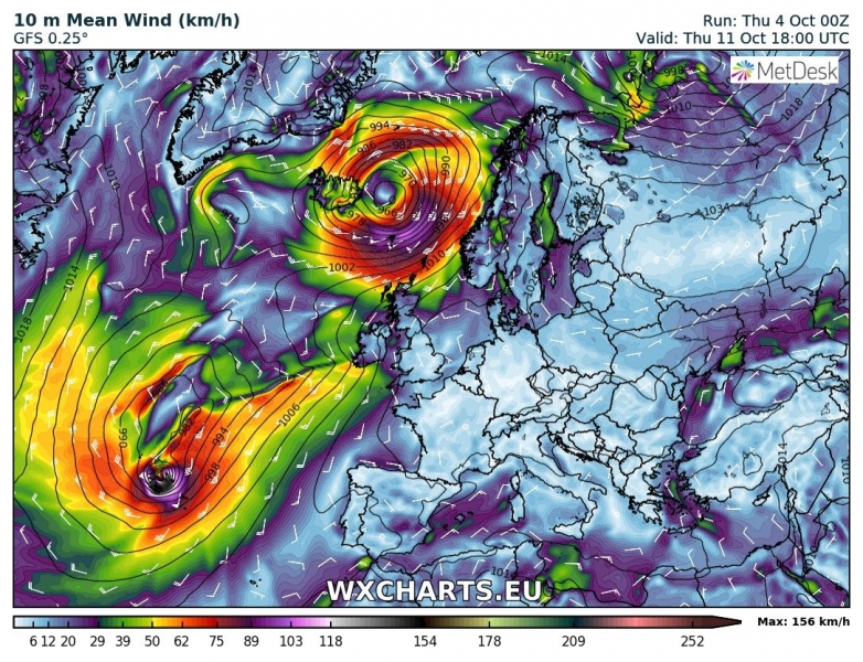 uragano leslie europa 11 ottobre vento