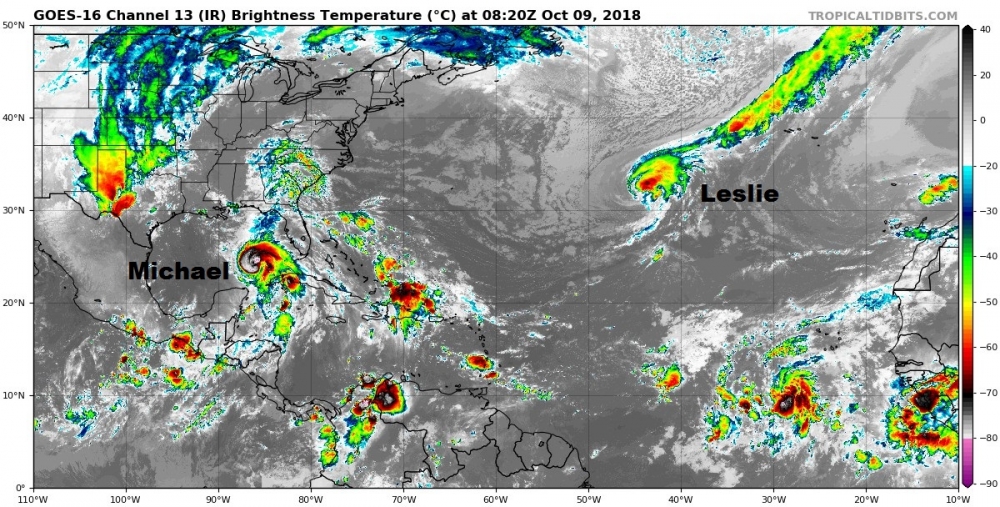 uragano leslie michael atlantico