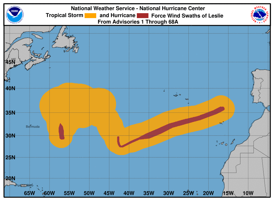 uragano leslie portogallo storia venti