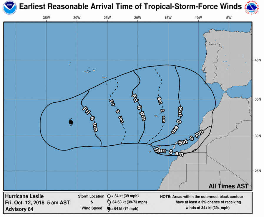 uragano leslie tempi arrivo