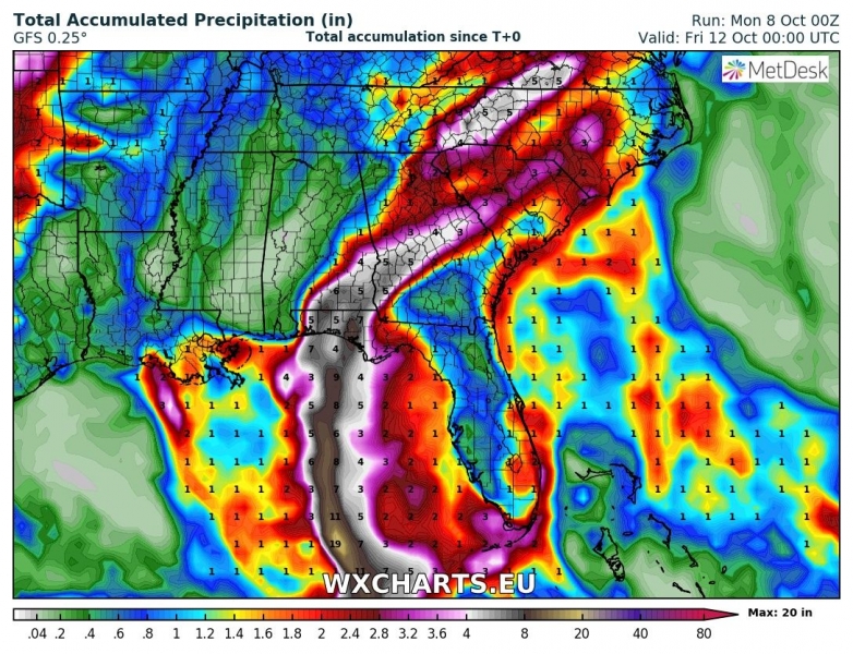 uragano michael usa precipitazioni totali 12 ottobre