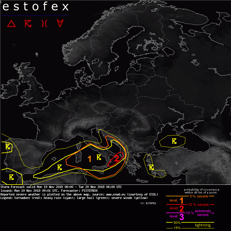allerta meteo estofex 19 20 novembre