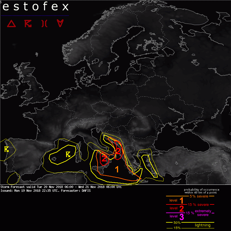 allerta meteo estofex 20 21 novembre