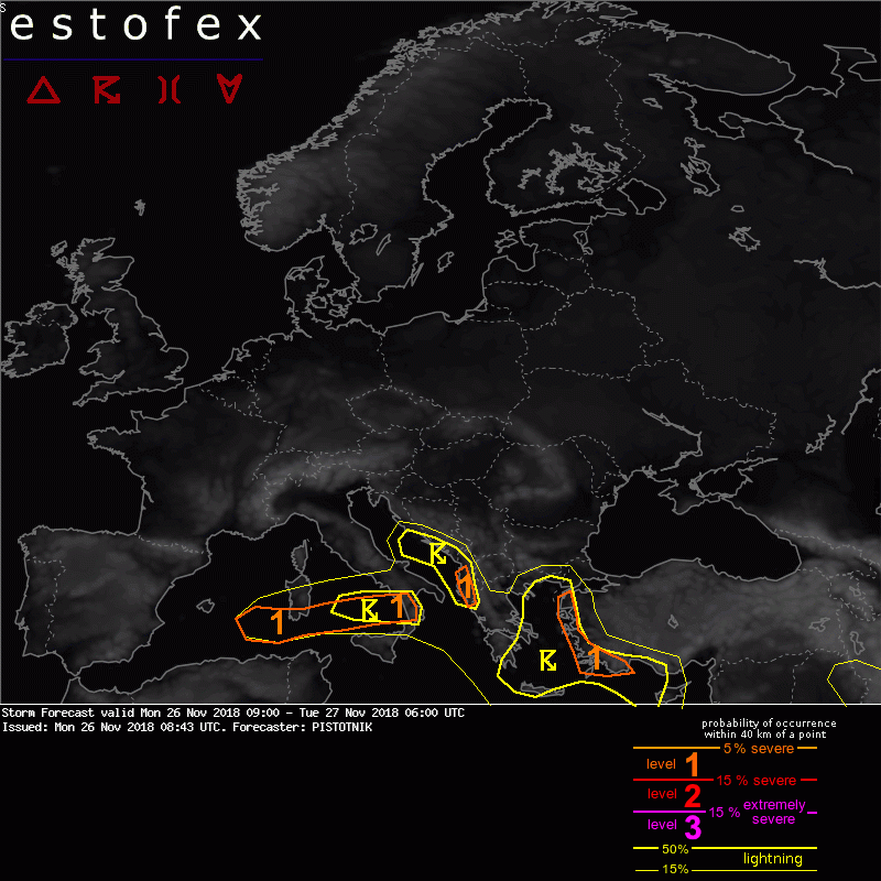 allerta meteo estofex 26 27 novembre