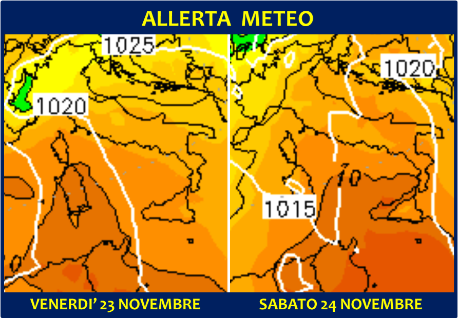 allerta meteo italia 23 24 novembre 2018