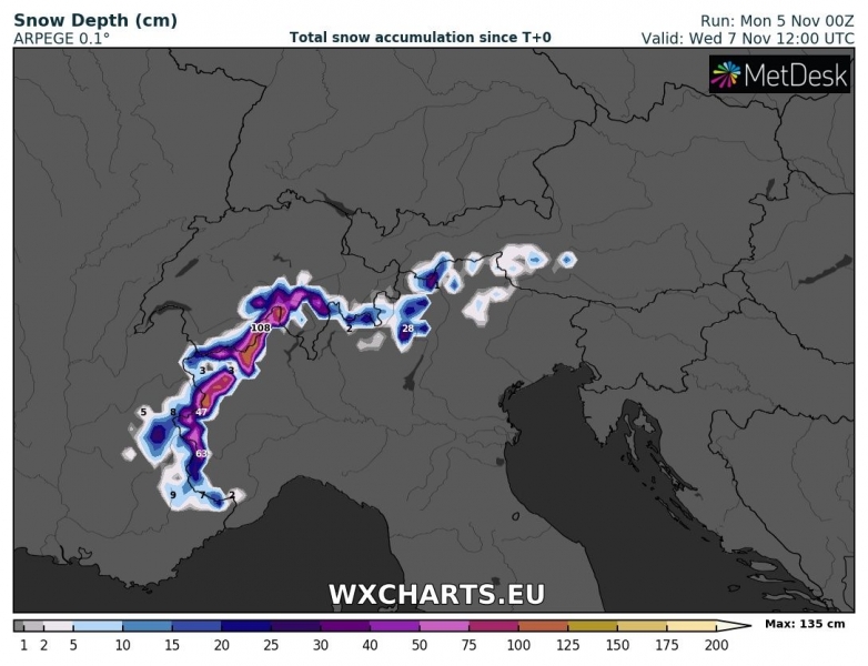 allerta meteo italia maltempo 7 novembre neve