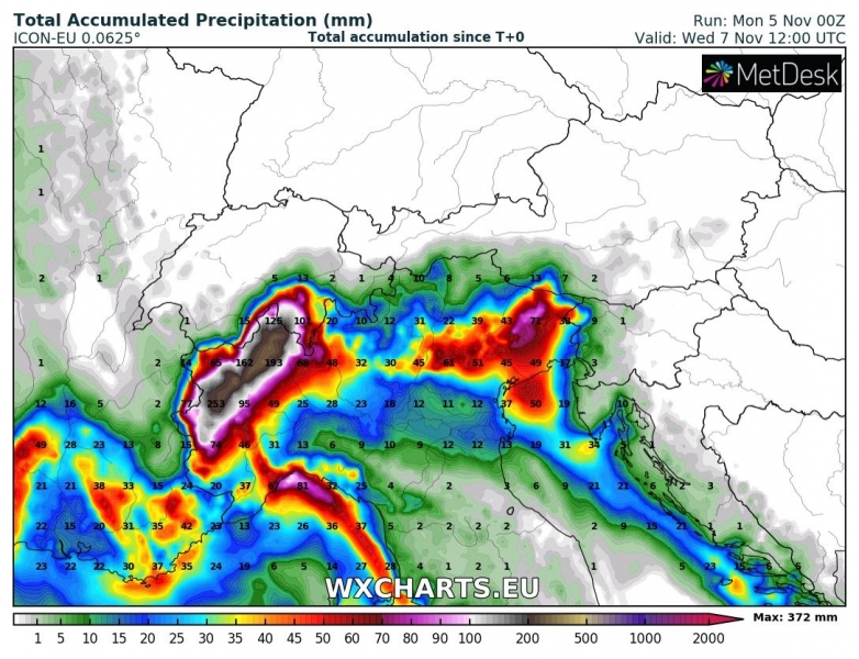 allerta meteo italia maltempo 7 novembre precipitazioni totali