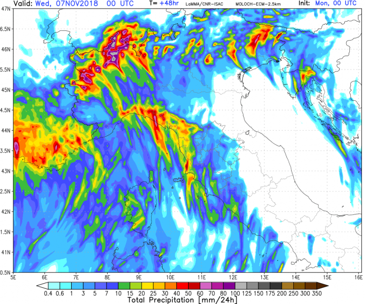 allerta meteo italia maltempo 7 novembre precipitazioni totali