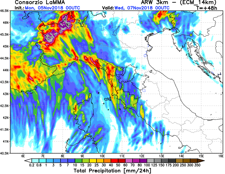 allerta meteo italia maltempo 7 novembre precipitazioni totali