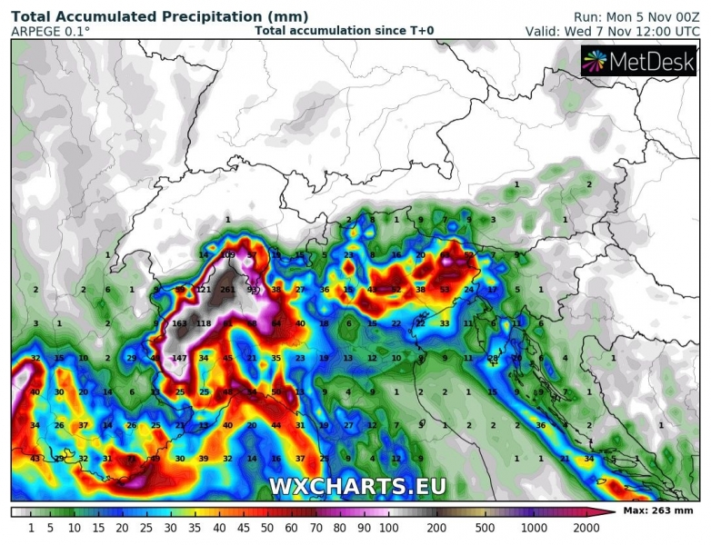 allerta meteo italia maltempo 7 novembre precipitazioni totali