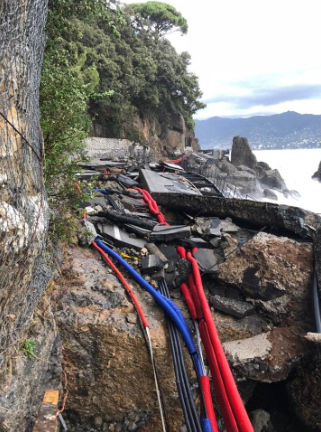 maltempo liguria strada portofino
