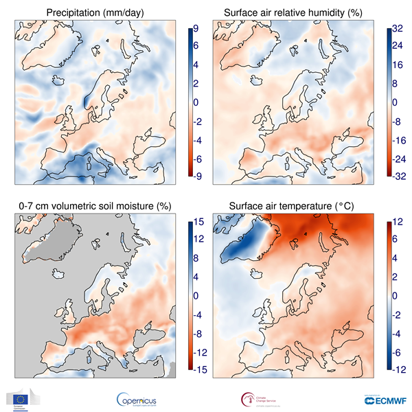precipitazioni umidità europa ottobre 2018