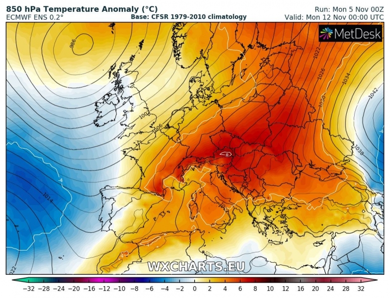 previsioni meteo europa 12 novembre anomalia termica