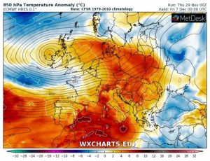 previsioni meteo europa caldo 7 dicembre anomalia termica