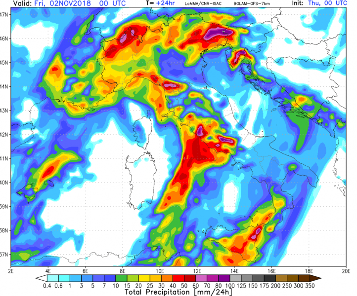 previsioni meteo maltempo italia 2 novembre precipitazioni totali