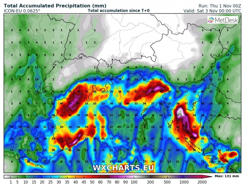 previsioni meteo maltempo italia 3 novembre precipitazioni totali