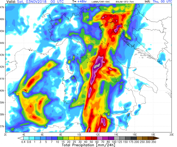 previsioni meteo maltempo italia 3 novembre precipitazioni totali