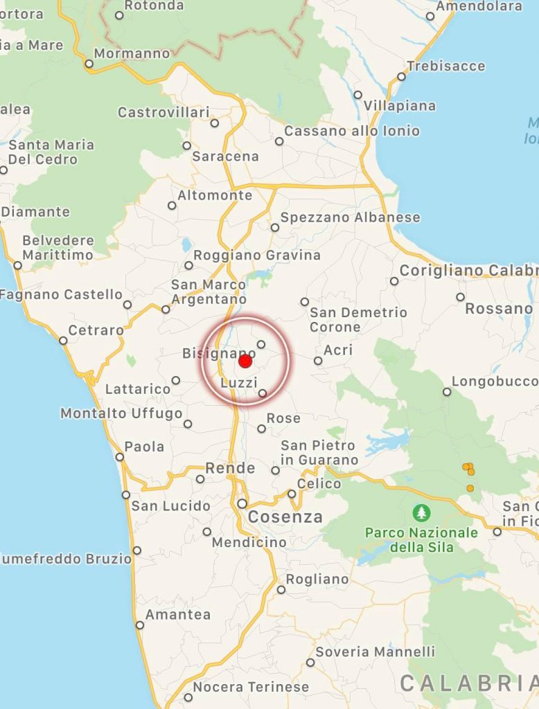 terremoto oggi bisignano cosenza
