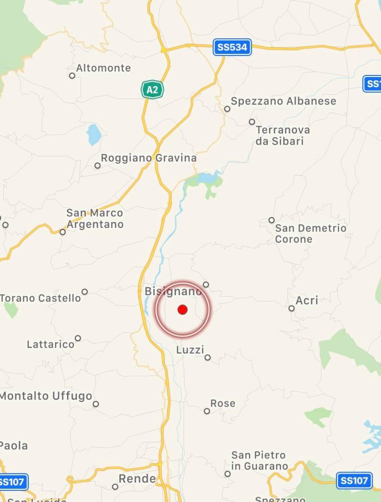 terremoto oggi bisignano cosenza