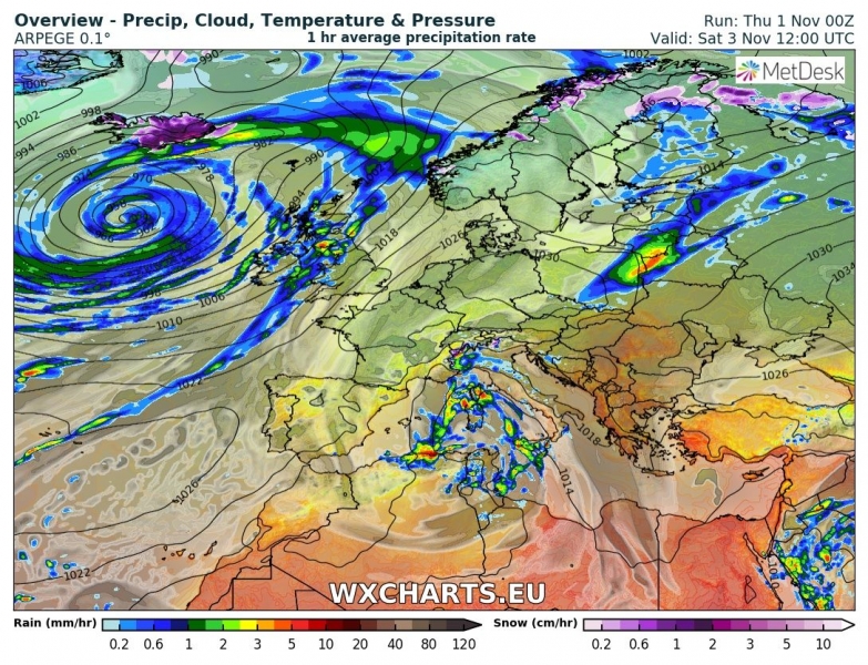 uragano oscar europa 3 novembre