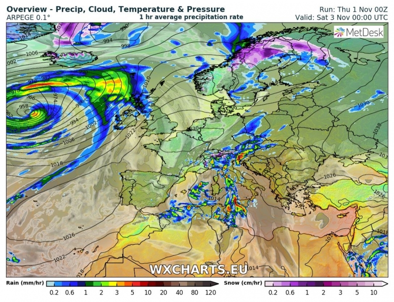 uragano oscar europa 3 novembre