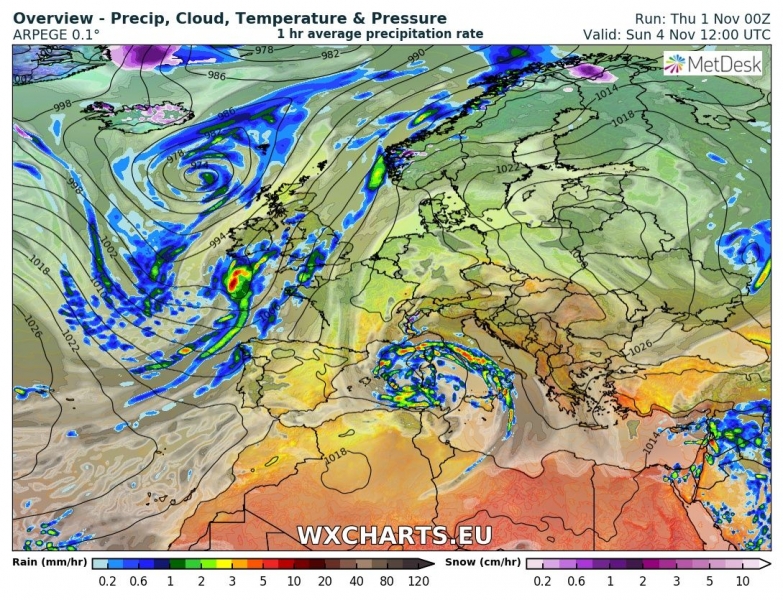 uragano oscar europa 4 novembre