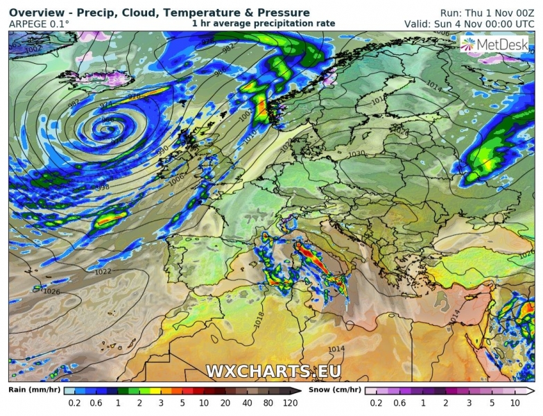 uragano oscar europa 4 novembre