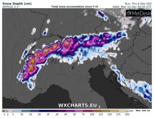 previsioni neve alpi 10 dicembre