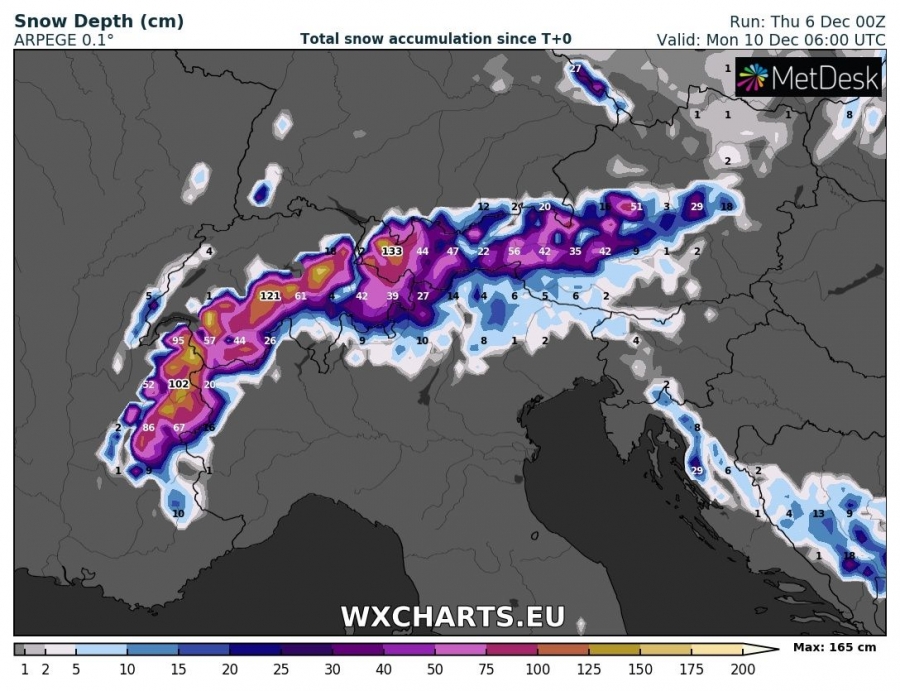previsioni neve alpi 10 dicembre