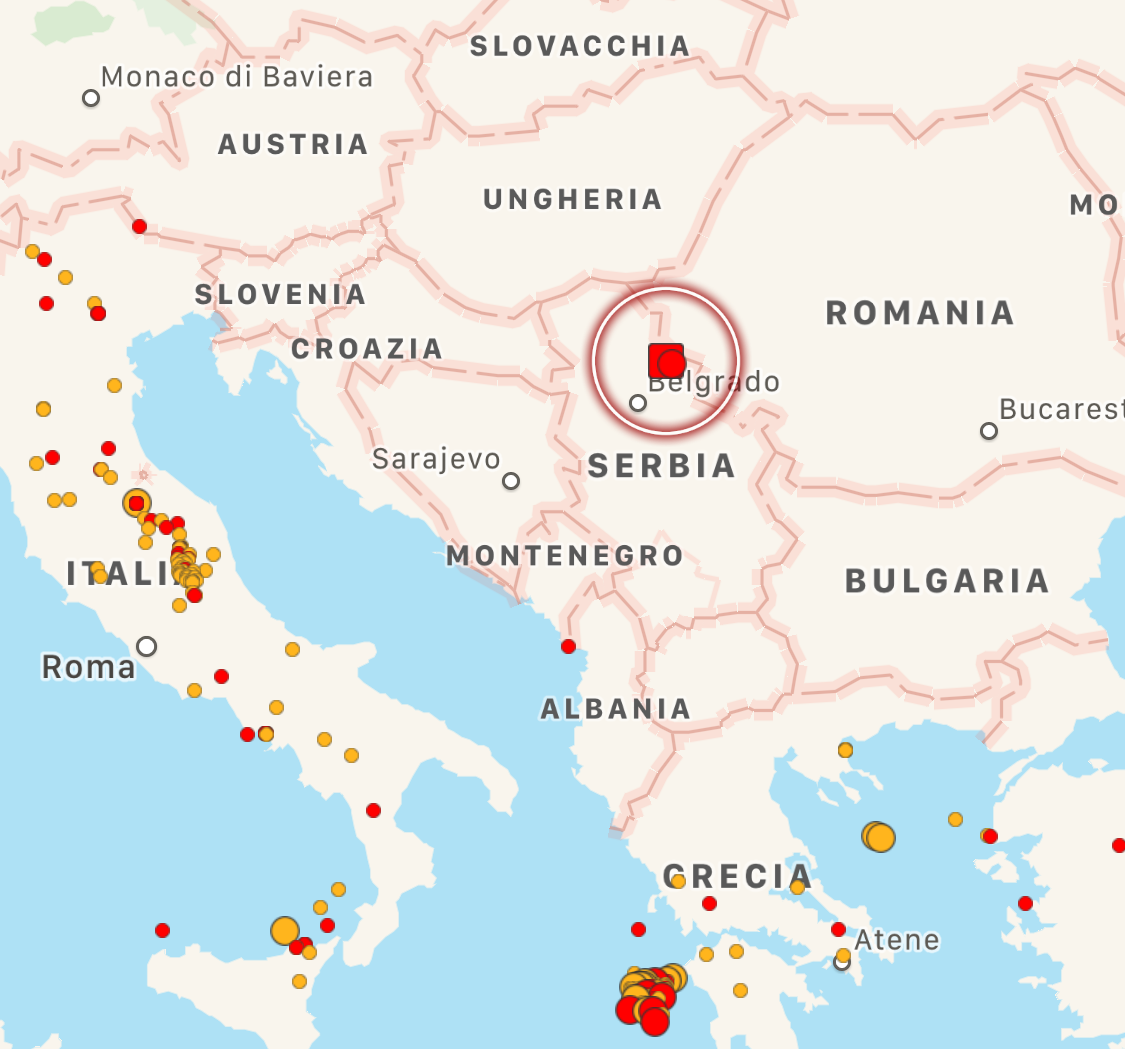 terremoto serbia oggi