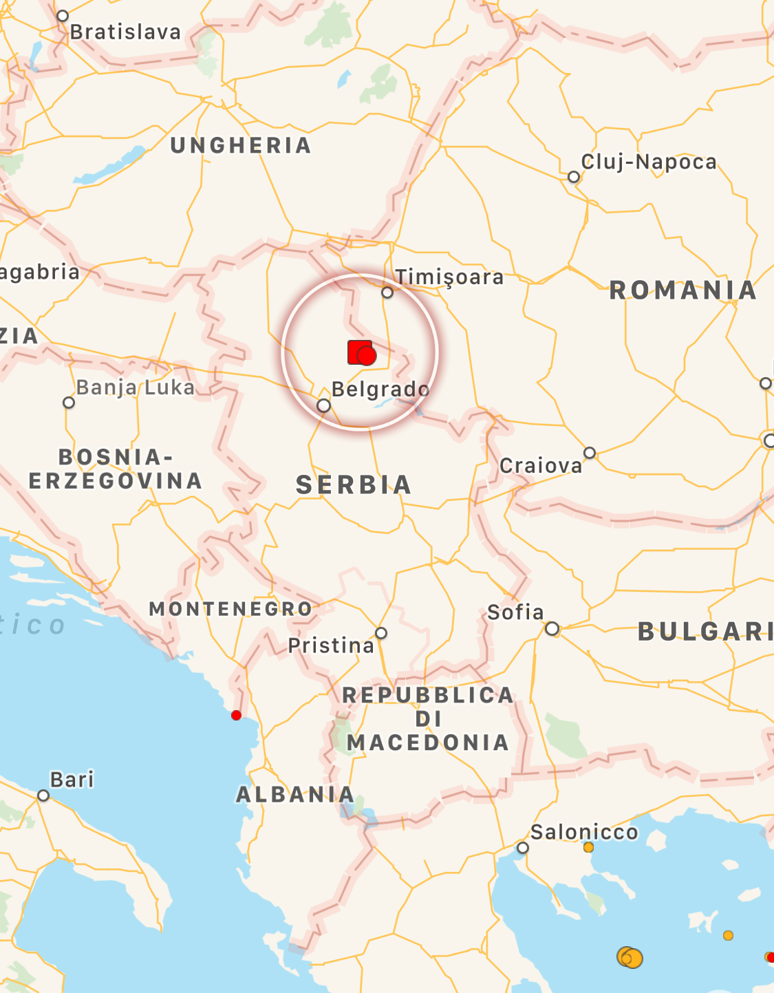terremoto serbia oggi