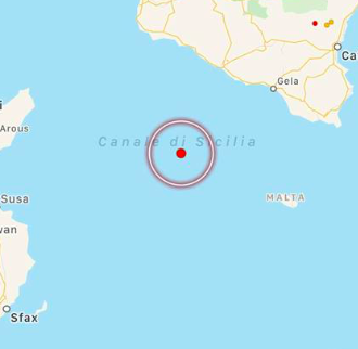 terremoto canale di sicilia