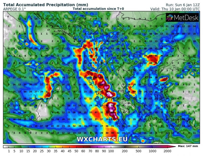 allerta meteo freddo italia 10 gennaio precipitazioni totali