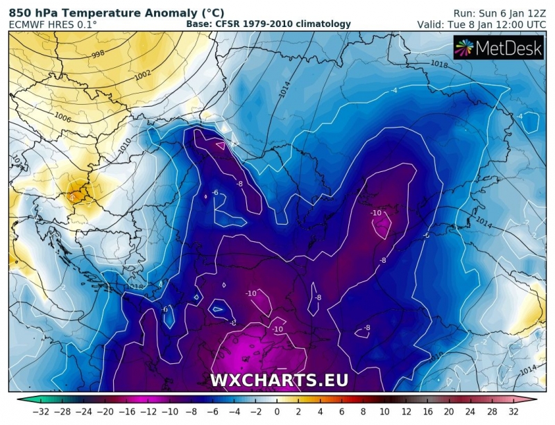 allerta meteo freddo italia 8 gennaio anomalia termica 2