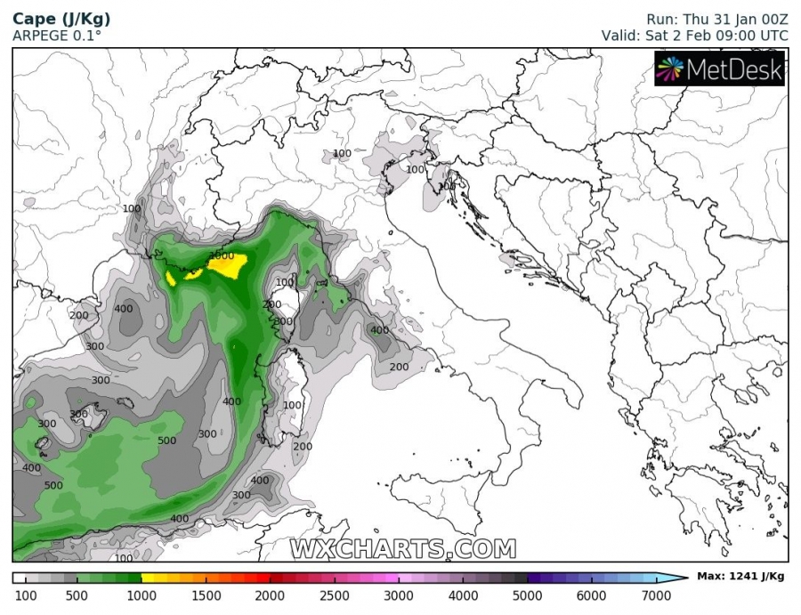 allerta meteo italia 2 febbraio cape
