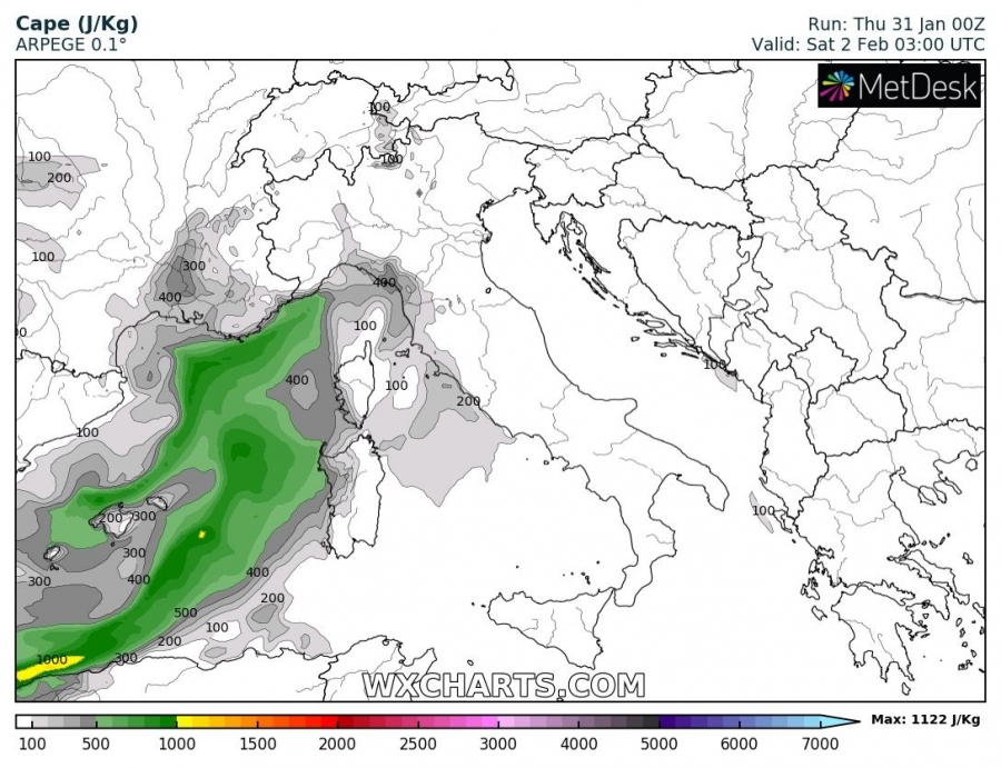 allerta meteo italia 2 febbraio cape
