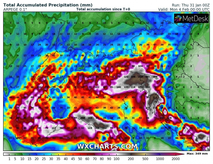 allerta meteo italia 4 febbraio precipitazioni totali