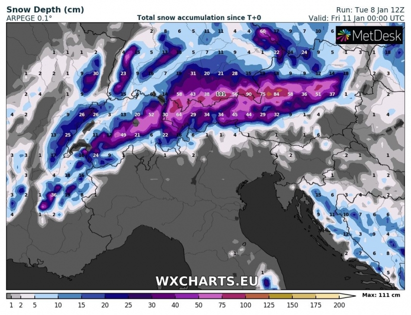 allerta meteo neve alpi 11 gennaio