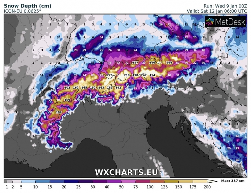 allerta meteo neve alpi 12 gennaio 2