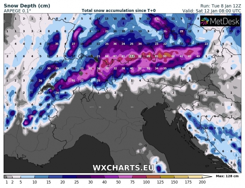 allerta meteo neve alpi 12 gennaio
