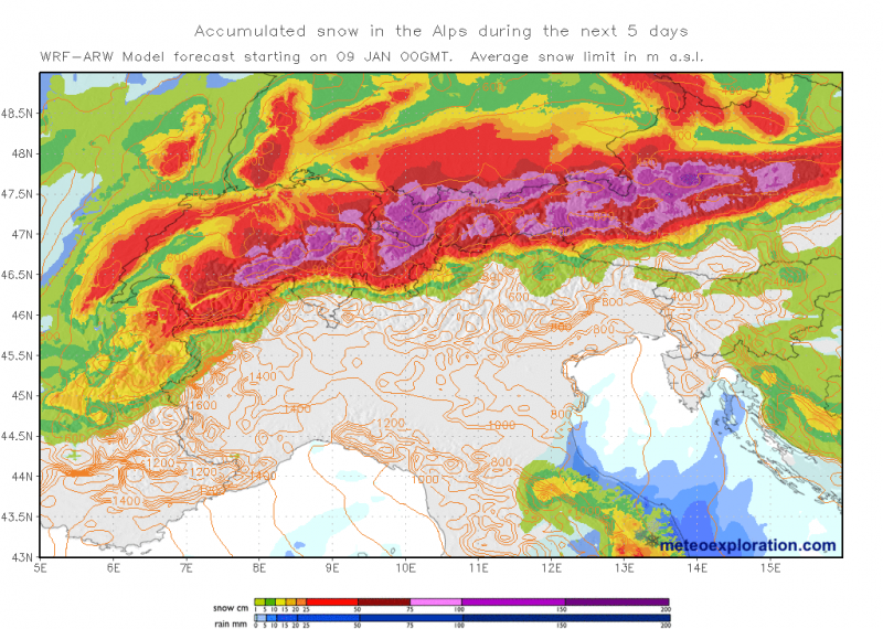 allerta meteo neve alpi 13 gennaio