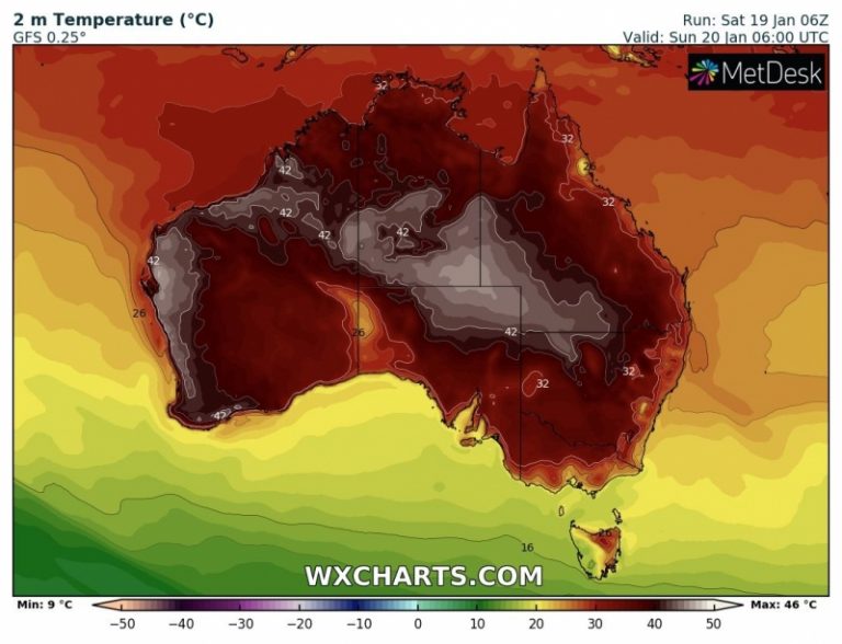 caldo australia 20 gennaio