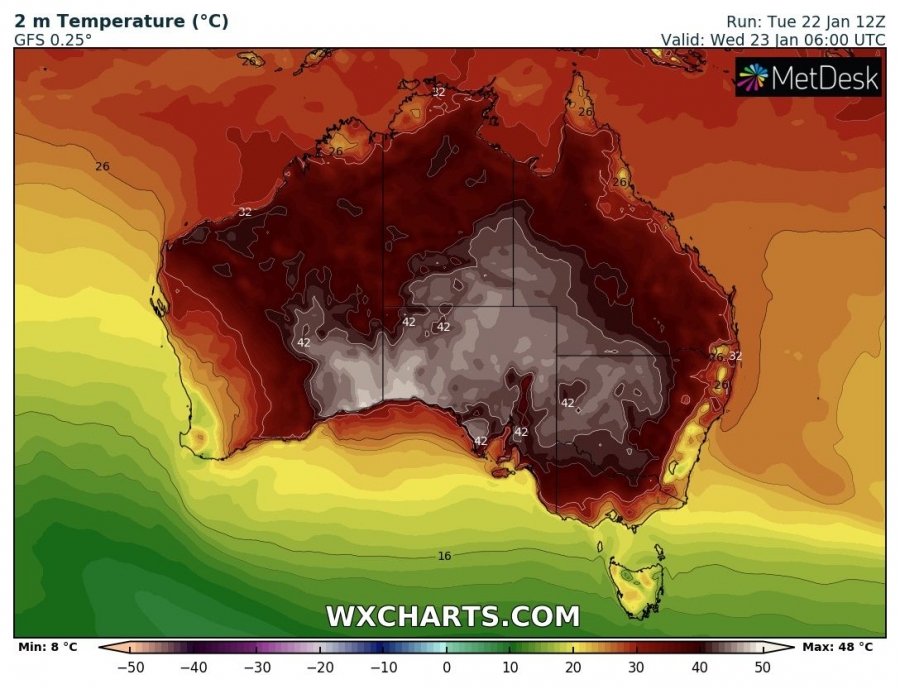 caldo australia 23 gennaio